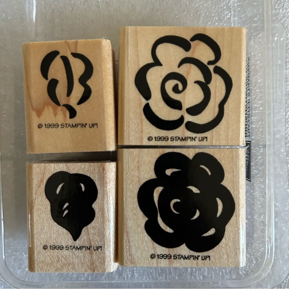STAMPIN’ UP! • “Brushstroke Blossoms” (4) Wood Mounted Rubber Stamps